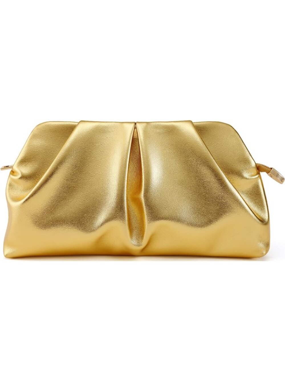 Women's Gold Pleated Pu Clutch Purse For Dressy With Chain Formal Handbag